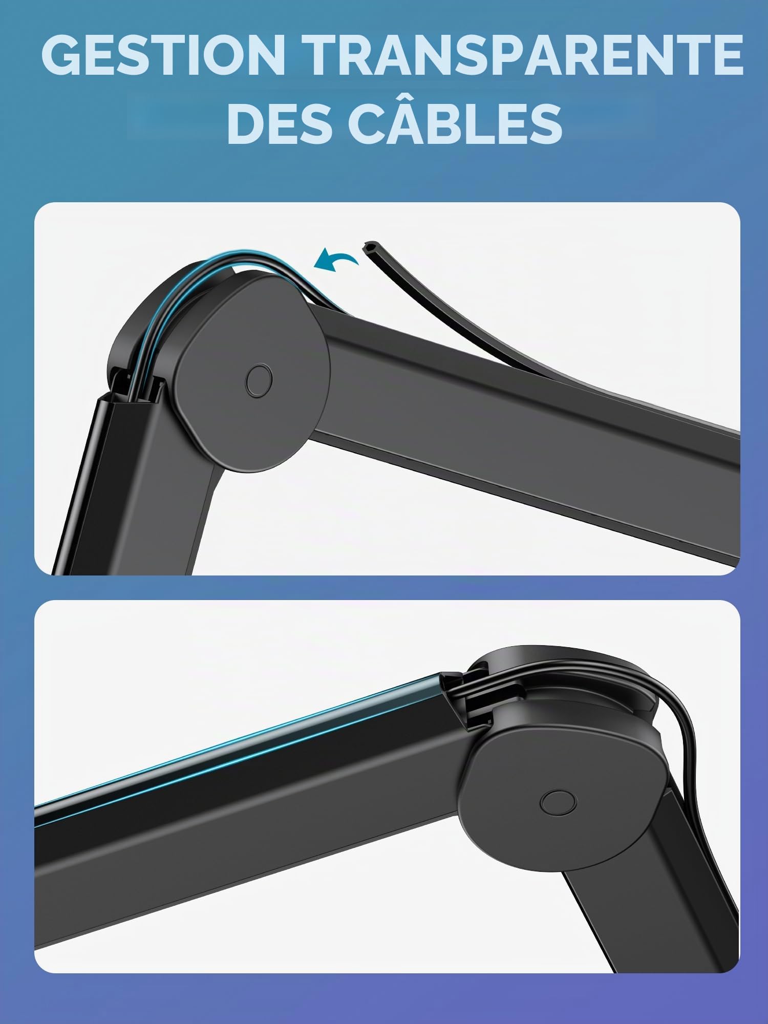 InnoGear Support à bras pour microphone avec gestion des câbles et élévateur de hauteur pour Blue Yeti, FIFINE AM8, K669B, HyperX QuadCast, S SoloCast, AT2020, Shure SM7B, MV7 et autres micros