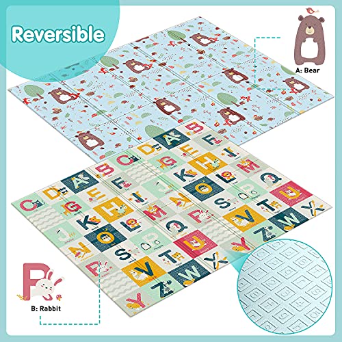 image for Gimars XL 0.6 inch Thicker Reversible Foldable Baby Play Mat, Waterpro