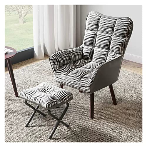 Moderno sofá gris de mediados de siglo con patas de madera maciza, sillón de respaldo alto para sala de estar, elegante silla de acento para espacios de lectura y ocio