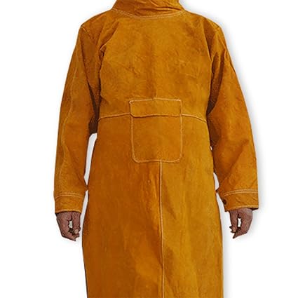 NUZAMAS Welding Apron Anti-flame Cowhide Long Coat Protective Clothing Apparel Suit Welder Durable Leather Extra Protection 102cm