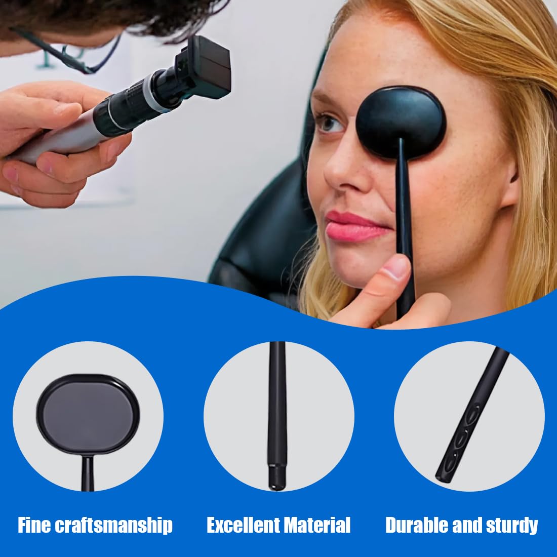EIR 2 Pcs Accesorio de Examen Ocular,Oclusor ocular de mano Eye Occluder Cover para Exámenes Oculares,Ideal para Consultorio Médico