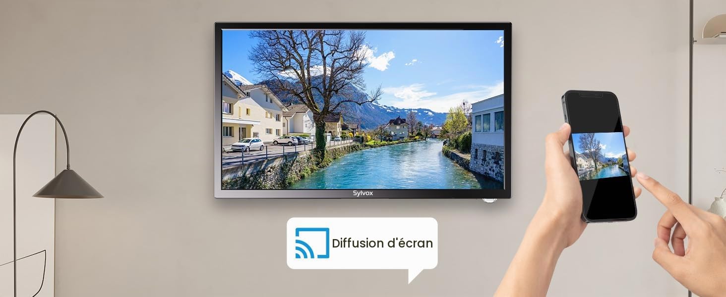 SYLVOX 22" Smart Google 12V TV pour Camping - 1080P, Lecteur DVD Intégré