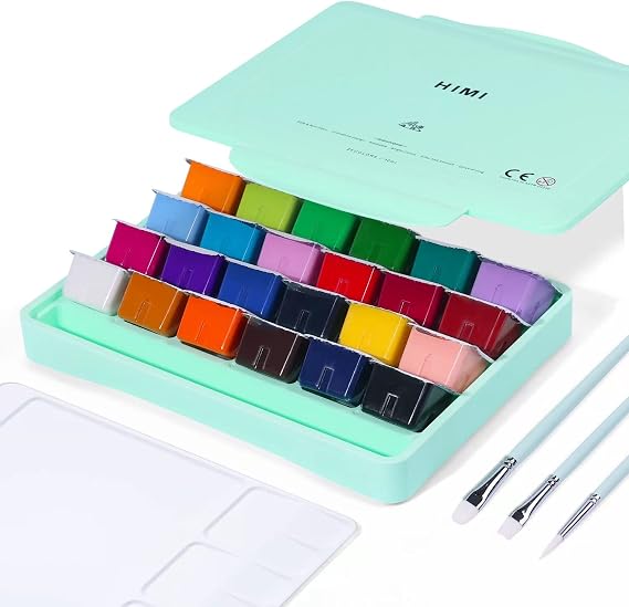 HIMI Gouache Paint Set, 24 Colors x 30ml Unique Jelly Cup