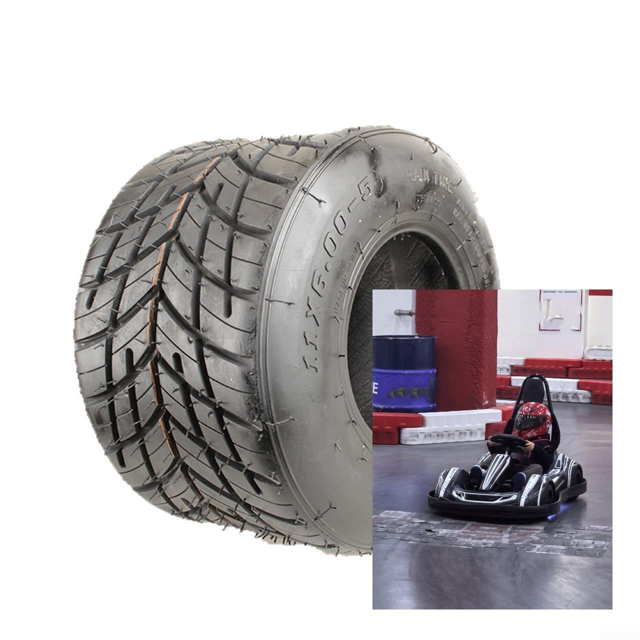 11x7.10-5 Off Road Go Kart Pneumatico, 4 Ply Heavy Duty Vuoto Gomma Pneumatico Con Battistrada Profondo Per Drift Racing, Carico Max 453,6 kg, Nero