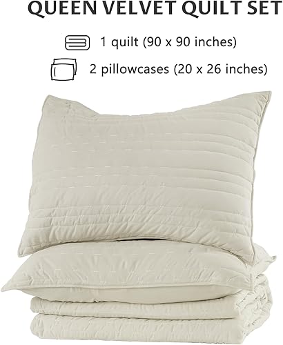 Miniatura 7 de KASENTEX Juego de Edredón Tamaño Queen, 3 Piezas Colcha Cubrecama Ultra-Suave con 2 Fundas de Almohada, Juego de Ropa de Cama Ligero, Puntada Lineal