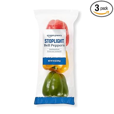 Amazon Grocery, Stoplight Bell Peppers, 3 Ct (Previously Fresh Brand, Packaging May Vary)