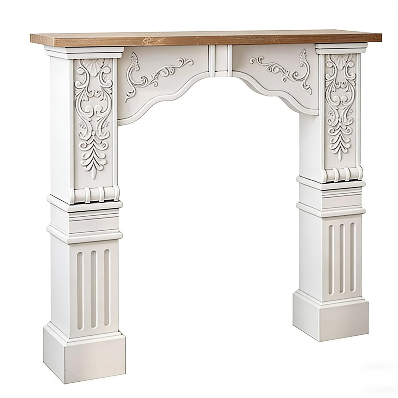 Decorative Hand Carved French Vintage Fireplace Mantel Surround Ornate Wooden Frame