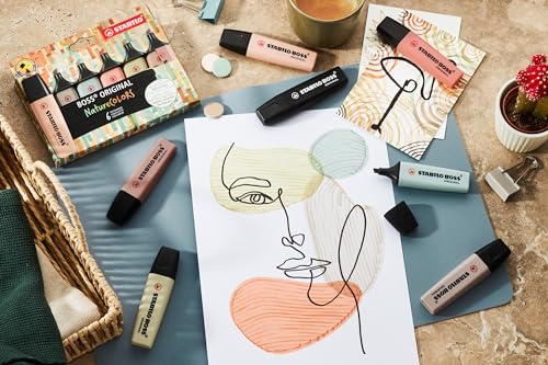 Image of STABILO BOSS ORIGINAL NatureCOLORS - Highlighter Pen - Pack of 3 - Mud Green, Sienna, Umber