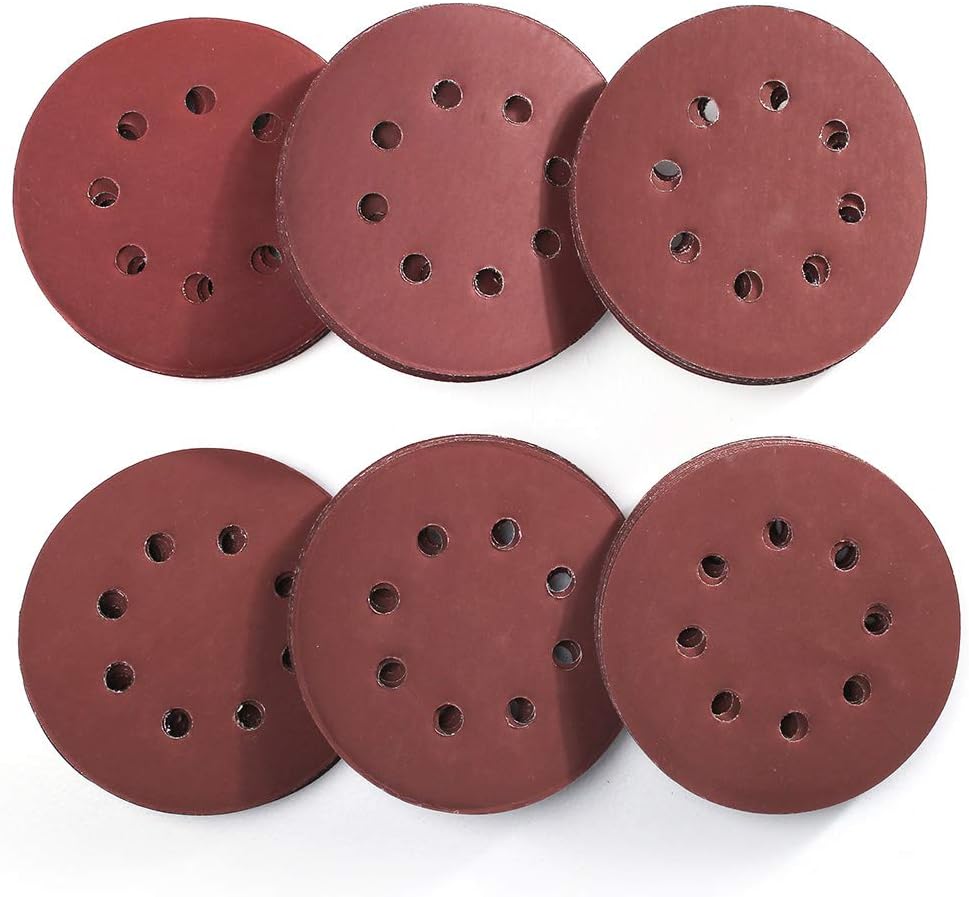 LotFancy 60 PCS 5 Inch 8 Hole Sanding Disc, 1000 1200 1500 2000 2500 3000 Grit Aluminum Oxide Sandpaper Assortment, Sand Paper for Wood, Plastic, Rust Removal, Random Orbital Sander Pads