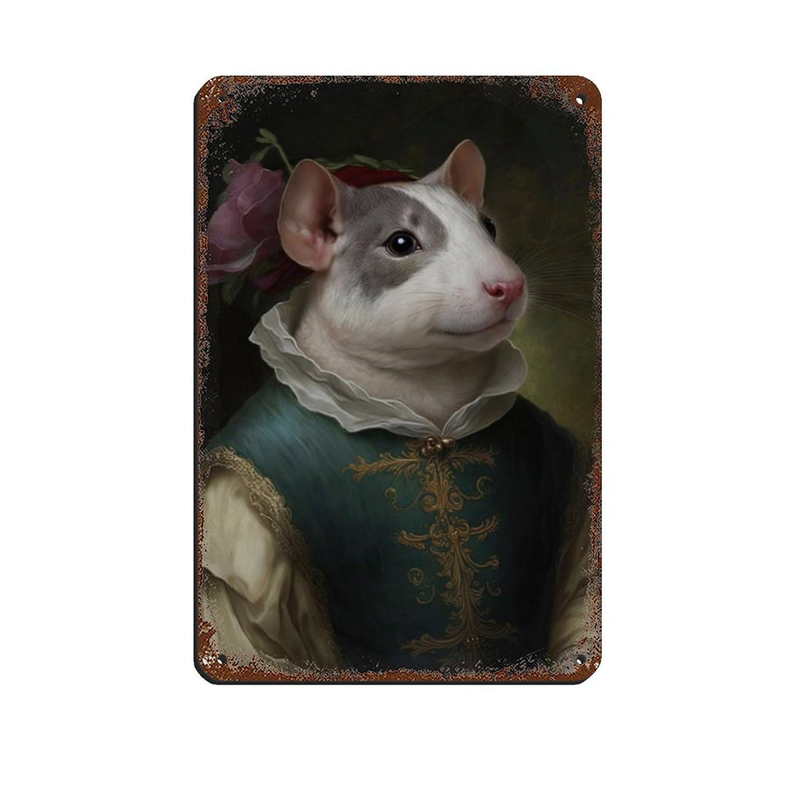 Lxwnze 20L X 30W Cm Gothic Rat Vintage Art Poster Tin Sign Vintage Metal Pub Club Cafe Bar Home Wall Art Decoration Poster Retro 8X12inch(20X30cm)