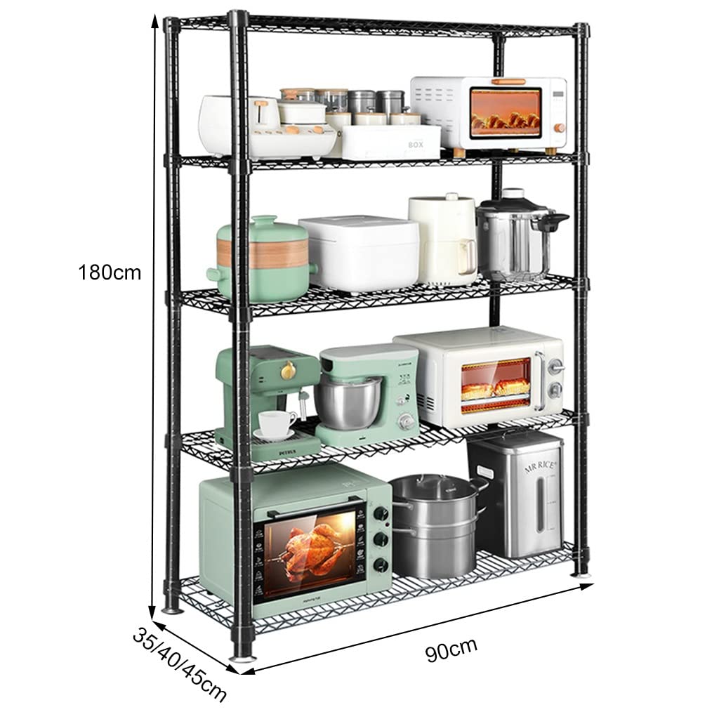 SINGAYE Scaffale A 5 Ripiani In Metallo - Resistente E Regolabile Per Garage, Cucina, Dispensa E Bagno - Capacità Max 725 Kg - Organizer A Filo Con Piedini Livellanti - 3