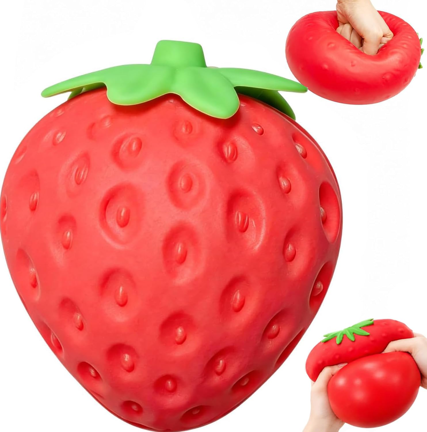 14CM Big Strawberry Squishy Giant Strawberry Stress Ball Anxiety Relief Fidget Toy Sensory Toys Soft Squeeze Decompression Dough Fidget Toys for Boys Girls Home Office Classroom Relaxation
