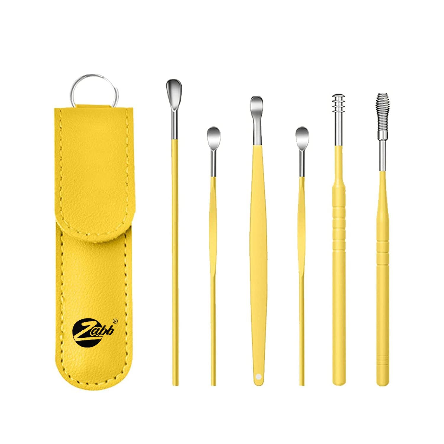 Zabb 6 Pcs Ear Wax Cleaner - Resuable Ear Cleaner Tool Set with Storage Storage Leather Pouch - Ear Wax Remover Tool Kit with Ear Curette Cleaner (Yellow, Color) (B0B8D49BVF) Amazon Price History, Amazon Price Tracker