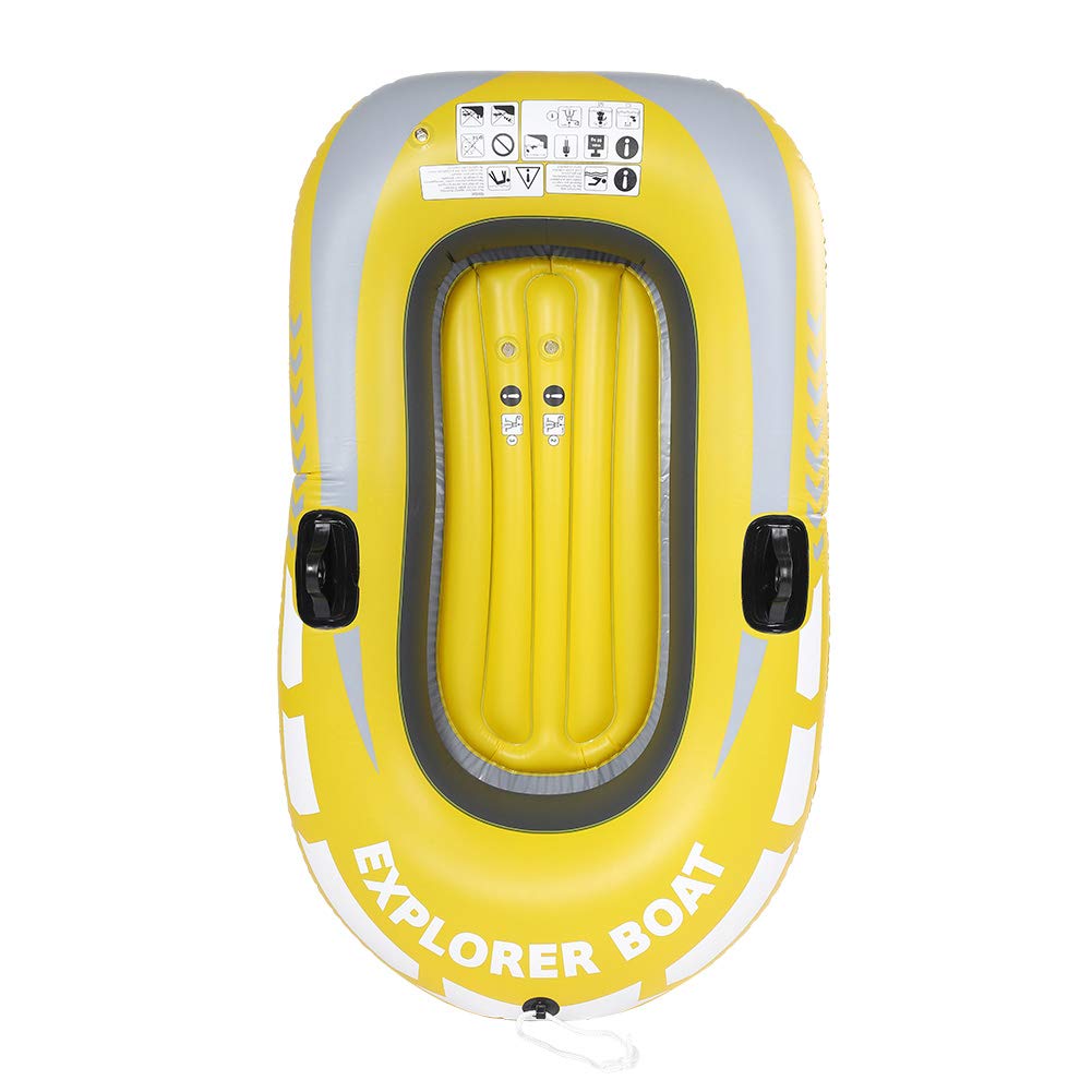 Qqmora Bateau Gonflable en PVC, Kayak de Pêche, canoë 1 Personne, Aviron à Air, Plongée à la Dérive, Jaune 59x39 Pouces, PVC Aviron à la Dérive, Plongée Jaune