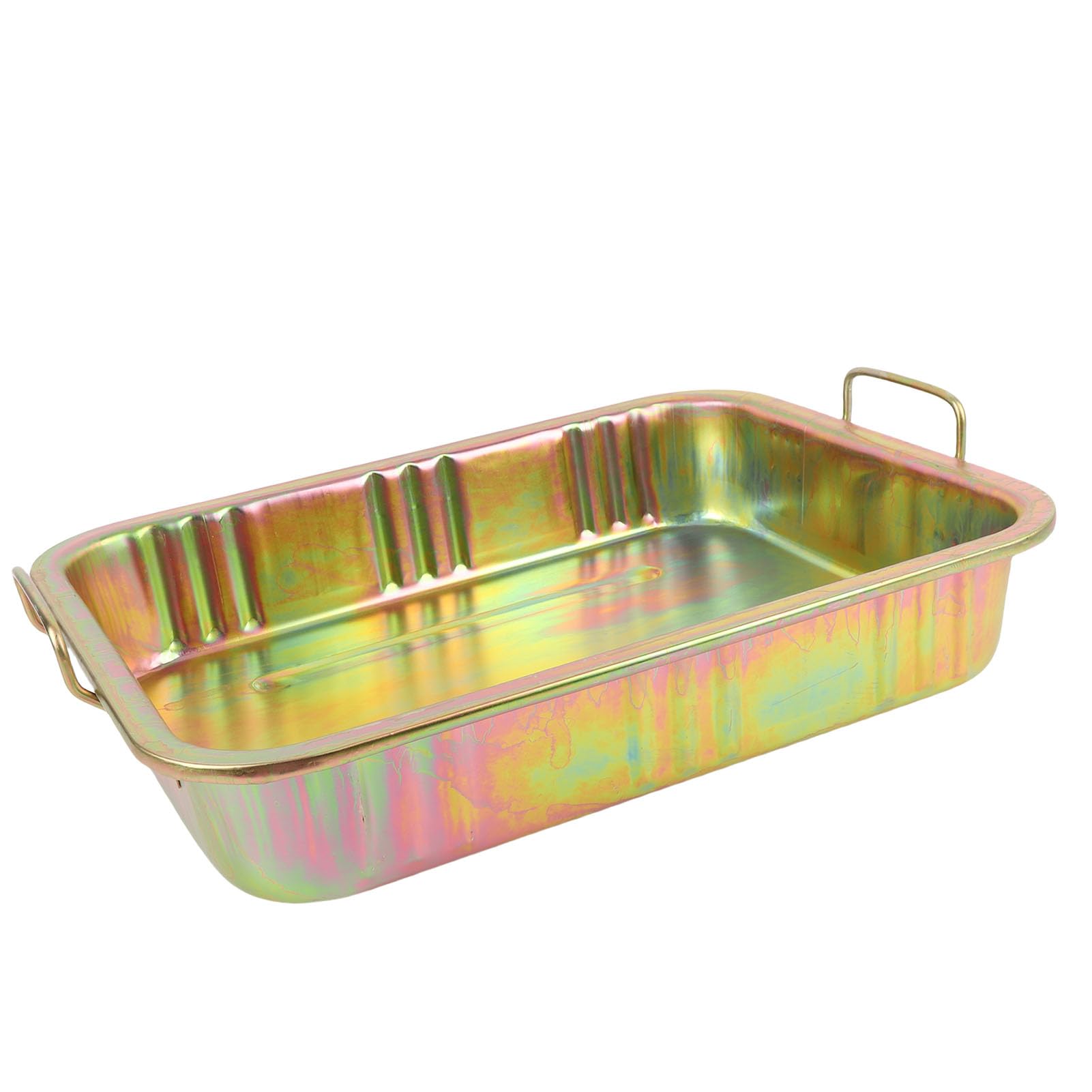 Bandeja de goteo de aceite de 13 litros 48,5 x 37,5 x 9 cm Bandeja de drenaje de aceite de hierro galvanizado y recipiente de recogida de líquidos Depósito anticorrosivo a prueba