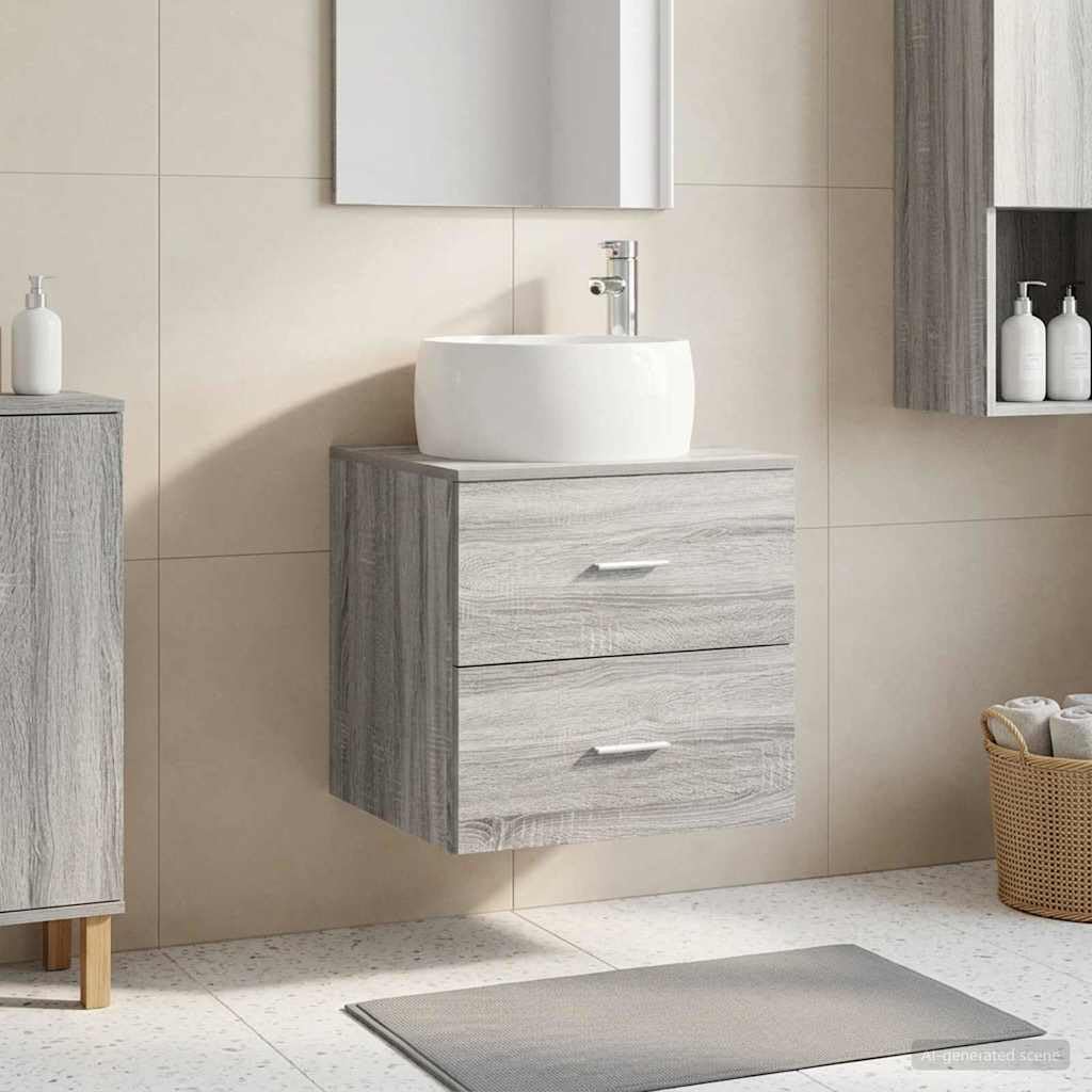 Mueble de baño suspendido gris Sonoma de 49,5 cm con dos cajones de almacenamiento