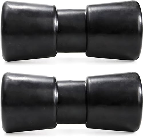 Miniatura 5 de Bekith Paquete de 2 rodillos de remolque de barco de 8 pulgadas de alta resistencia, quilla de eje de goma negra, rodillo de arco de goma, remolque