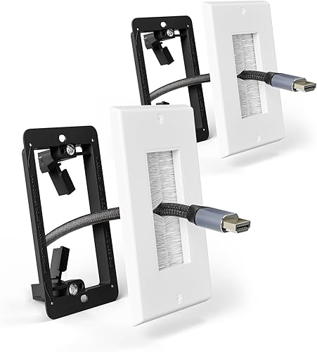 Placa de pared de cepillo con soporte de montaje, cubierta decorativa para cables de bajo voltaje, cable oculto de una sola banda para sistema de