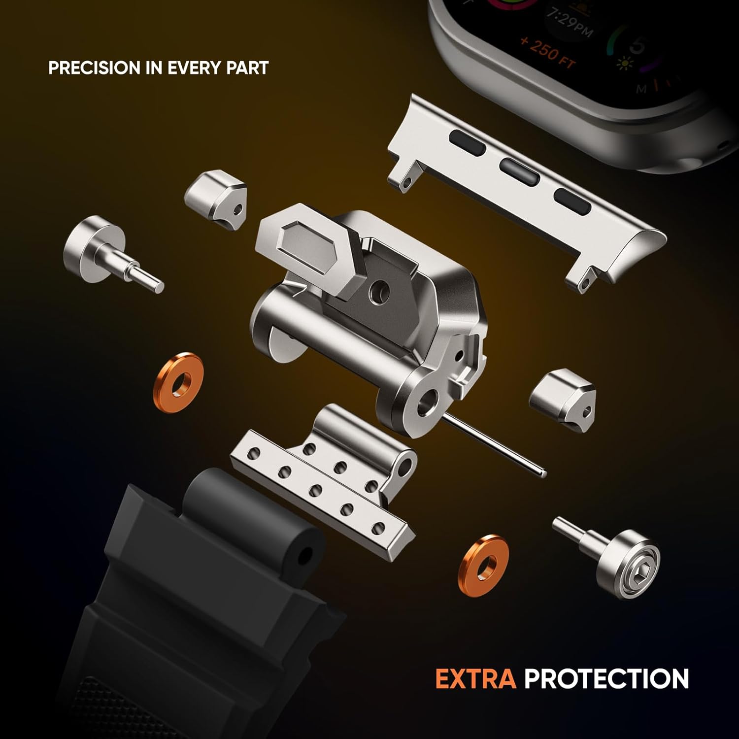 Rugged Bands Compatible for Apple Watch Ultra 3/Ultra 2/Ultra Band 49mm 46mm 45mm 44mm 42mm, Silicone Sport Strap with Durable Stainless Steel Connector for iWatch Series 11 10 9 8 7 6 5 4 3 SE Ultra - Image 3