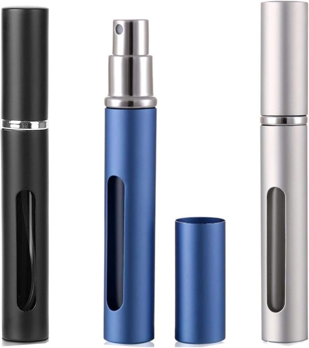 LiJuanWang Parfumverstuiver, 3 stuks 5 ml parfumverstuiver, navulbare parfumverstuiver, zakvernevelaar, mini draagbare spuitfles met venster, voor wandelingen, reizen en uitgaan