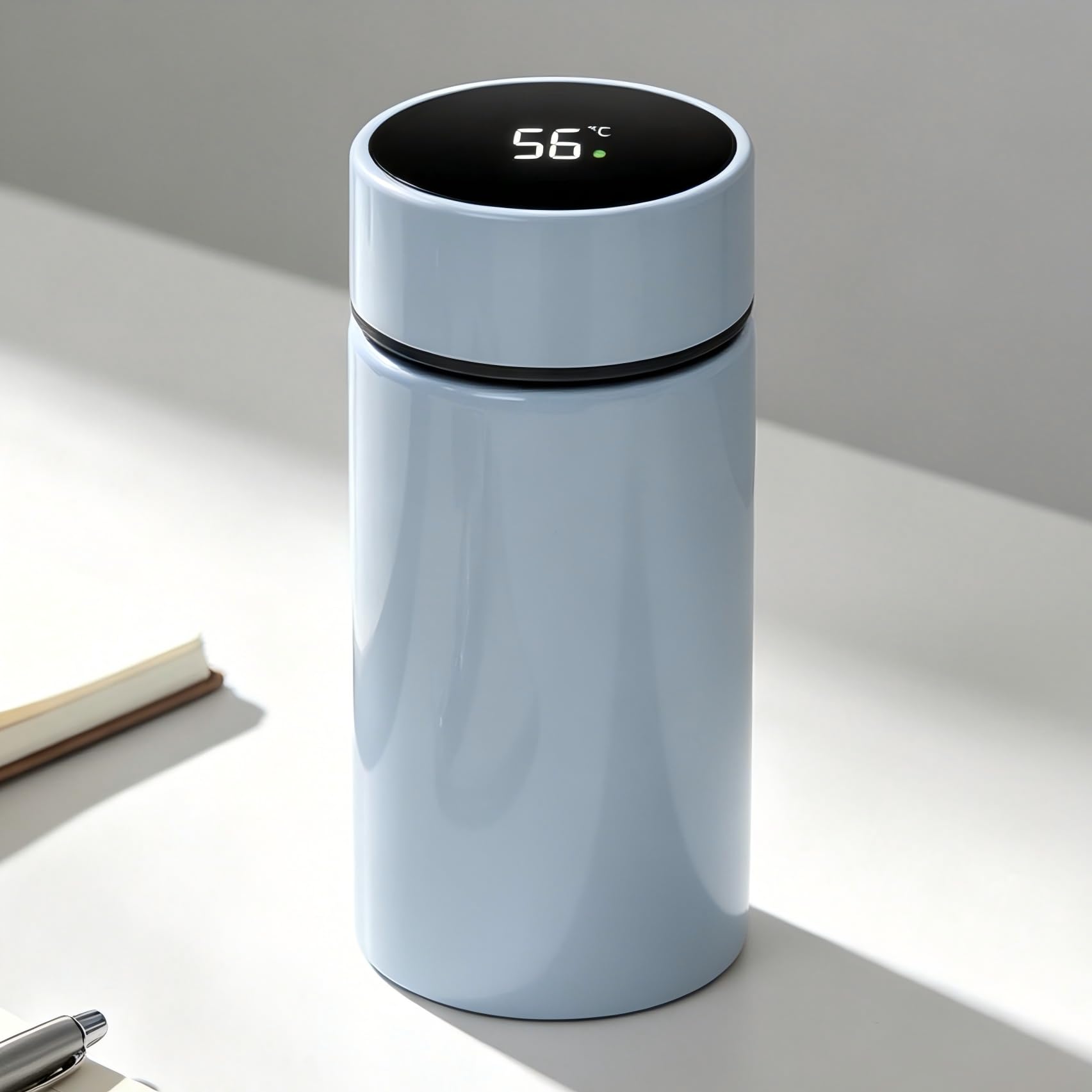 Insulated Water Bottle 7oz Mini Pocket Cup Portable Travel Mug Leakproof for Coffee Tea Cold Drink Light Blue