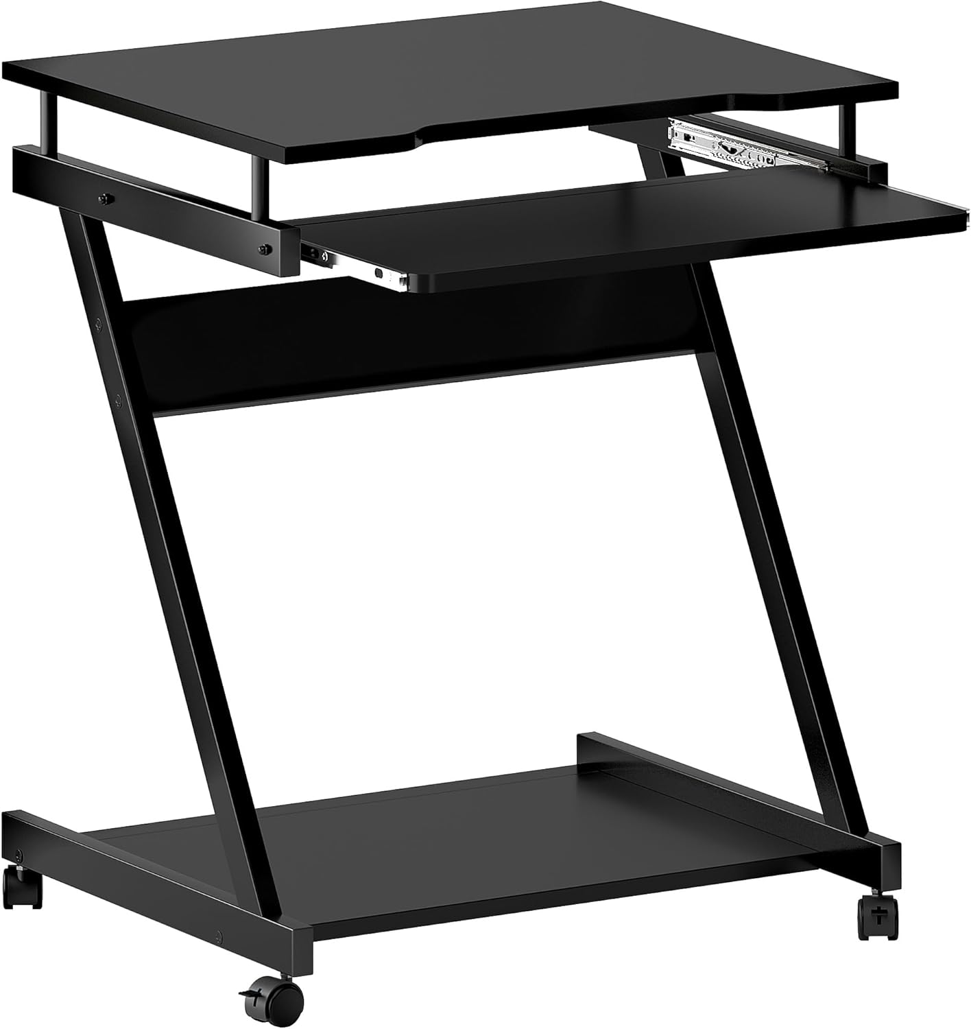SDHYL Laptop Desk Mobile Standing Laptop Cart Small Workstation with Keyboard Tray Work Stand for Small Space, Black