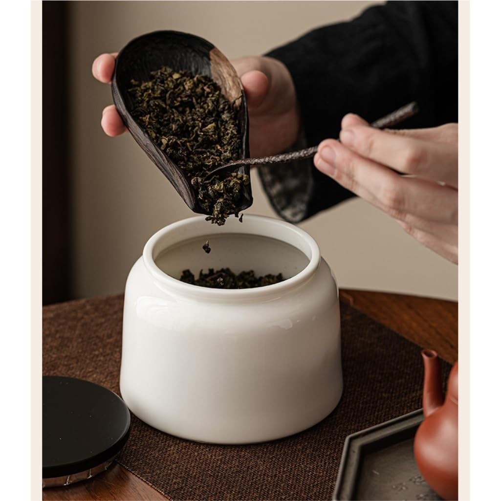 XYNSNDB Contenitori da cucina Barattolo per la conservazione del tè in porcellana bianca Barattolo per la conservazione dei condimenti per la cucina domestica Barattolo sigillato Piccolo barattolo per