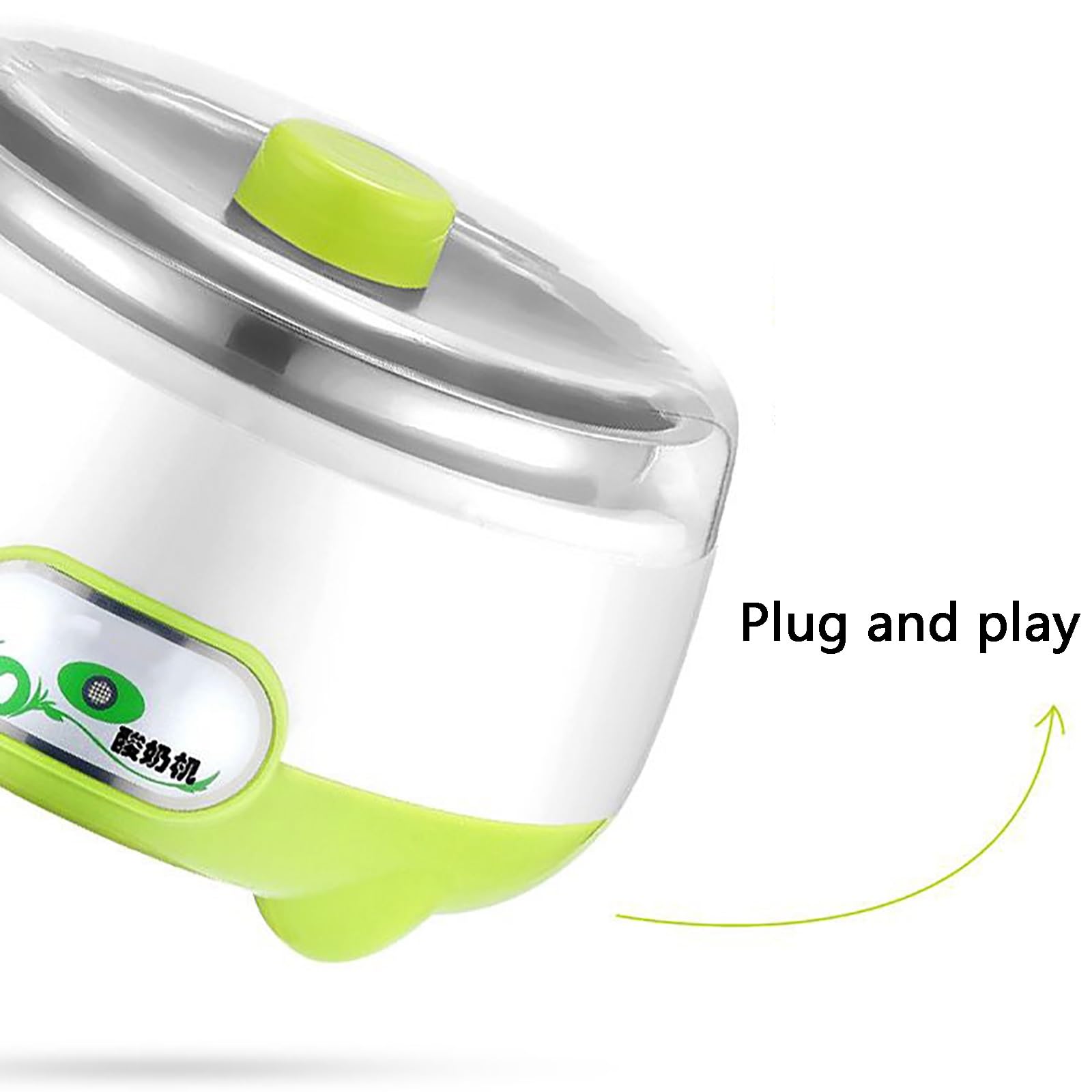 Yogurtiera, Rivestimento interno in acciaio inossidabile da 1 litro, facile pulire, plug and play, adatto for l'uso domestico(Green)