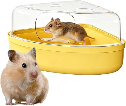 Hamster Sand Bath Container - Leakproof Transparent Bathing Box | Cheese
