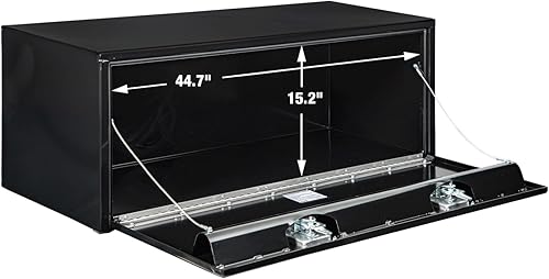 Vista 68 de Buyers Products 1704305 - Caja de acero negro para debajo de la carrocería con cierre de asa en T bloqueable, 24 x 24 x 36 pulgadas, fabricada