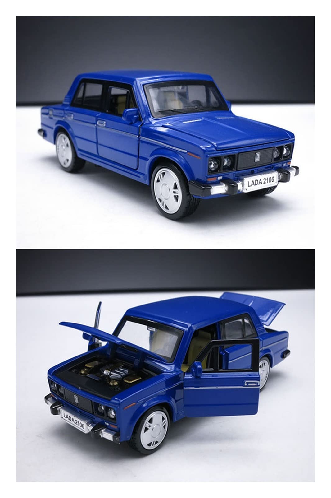 Veicoli a Motore in Scala 1/32 per Il Russo Lada Lega Classic Model Cars Toy Diecasts Tirare Indietro Musica Light Car Toys Bambini Modello di Auto Replica (Color : Black)