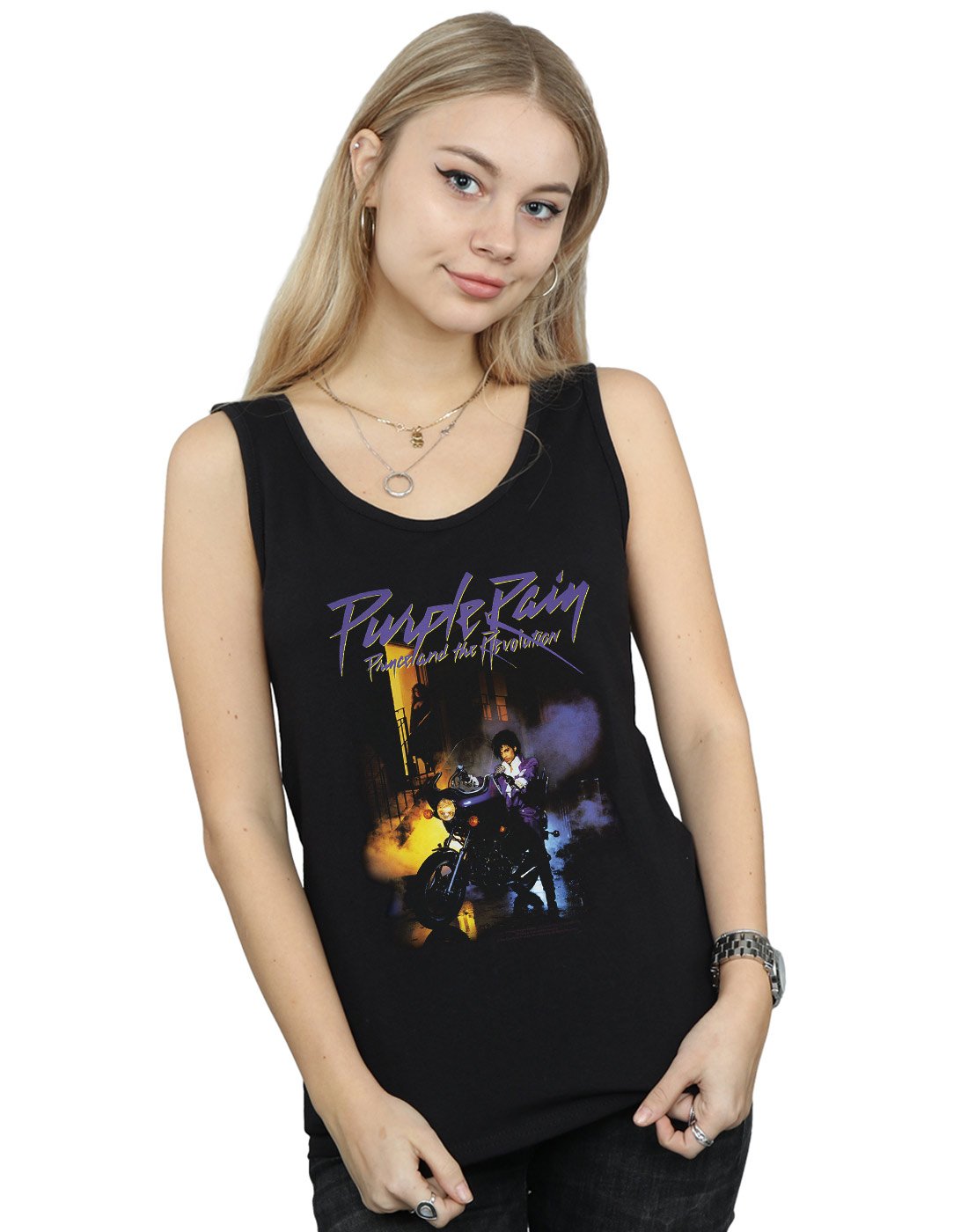 Absolute Cult Women's Black Prince Purple Rain Vest Small
