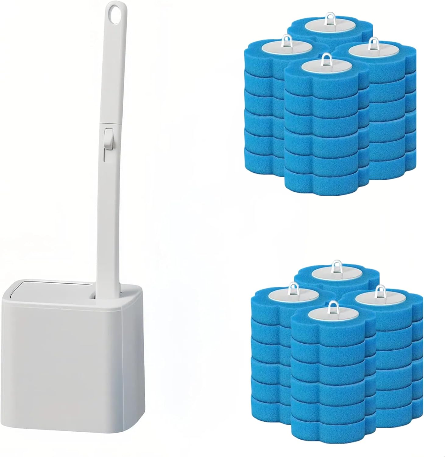 Disposable Toilet Brush with 48 Refills, ,Toilet Bowl Cleaner,Toilet Cleaning Supplies,Toilet Bowl Brush,automatic lid-opening and closing toilet brush with Holder for Bathroom Deep Cleaning & Hygiene