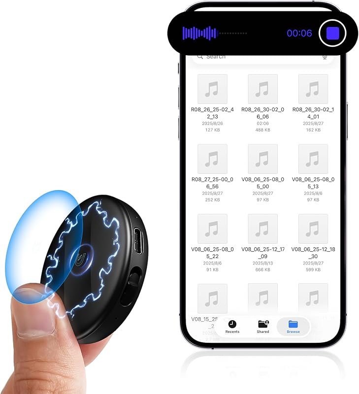 Grabadora de voz magnética digital de 64 GB con DSP 5.0 AI-cancelación de ruido inteligente, grabadora activada por voz de 4800 horas, dispositivo de grabación de toque inteligente portátil para conferencias, reuniones, entrevistas, clases