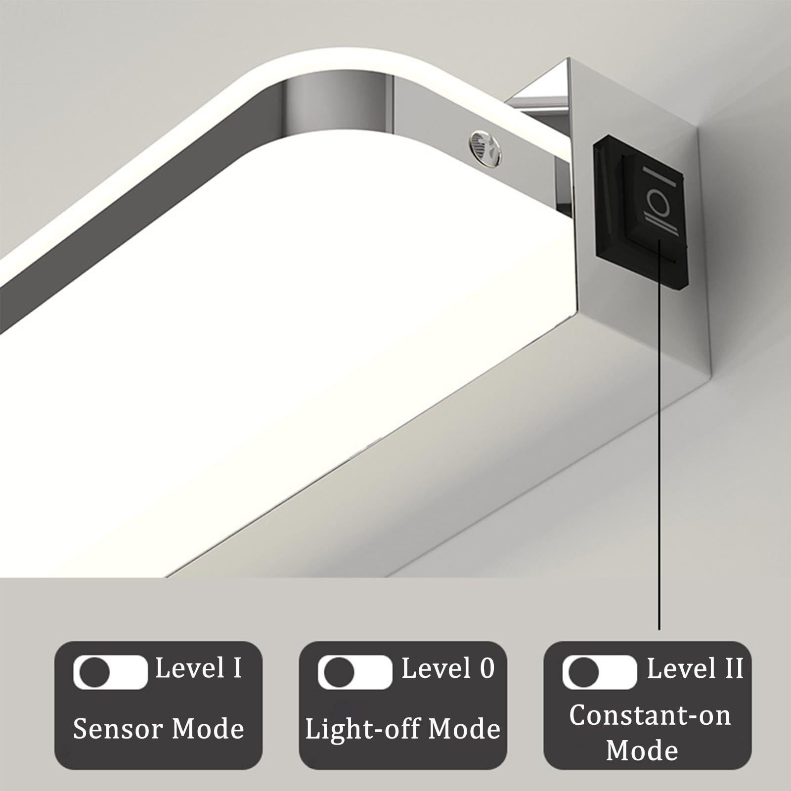 LED Luz de Espejo Baño con Sensor de Movimiento Impermeable Lámparas de Pared Inoxidable Interior Armario con Espejo Lámpara Apliques de Pared para Tocador Armario Luz Neutro 4000K (Plateado,62cm)