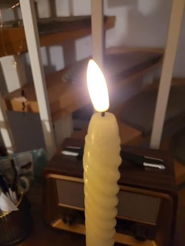 Miniatura 4 de Lasumora Velas cónicas sin llama de Navidad parpadeantes con control remoto de 10 teclas, funciona con pilas, mecha 3D LED en espiral, paquete de 6