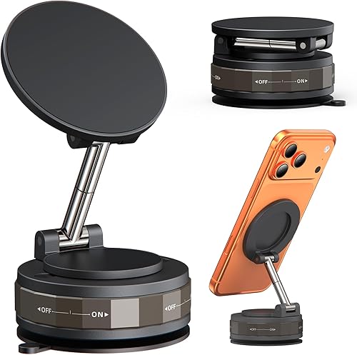 Meifigno Soporte de teléfono celular mejorado para MagSafe, soporte magnético ajustable para teléfono de automóvil, soporte de teléfono con ventosa