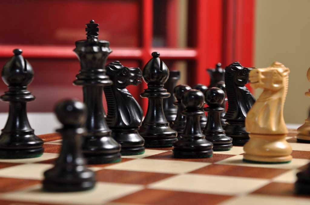The Library Grandmaster Chess Set, Box, and Board Combination
