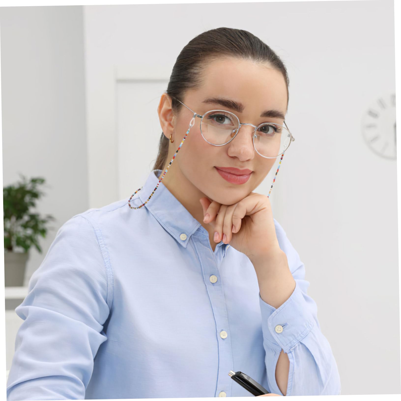 Cadena para Gafas Antideslizante de Plástico Cuentas de Colores, 2 Piezas