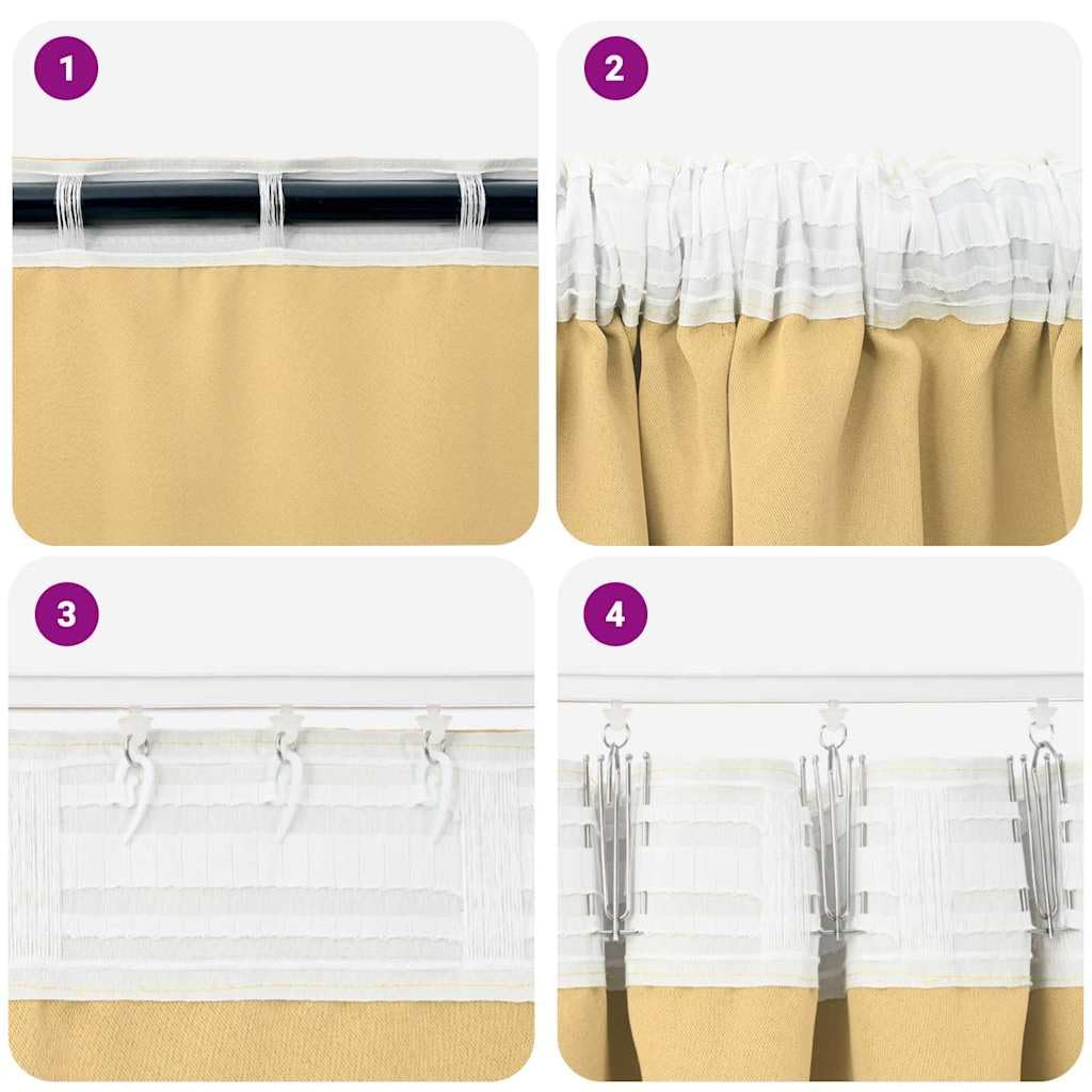 Verdunkelungs Vorhänge mit Ringen, 2er Set Beige aus Polyester, 245 x 140 cm, Blickschutz, Sonnenschutz, Wärmeschutz, Sichtschutz für Wohnzimmer Schlafzimmer Büro