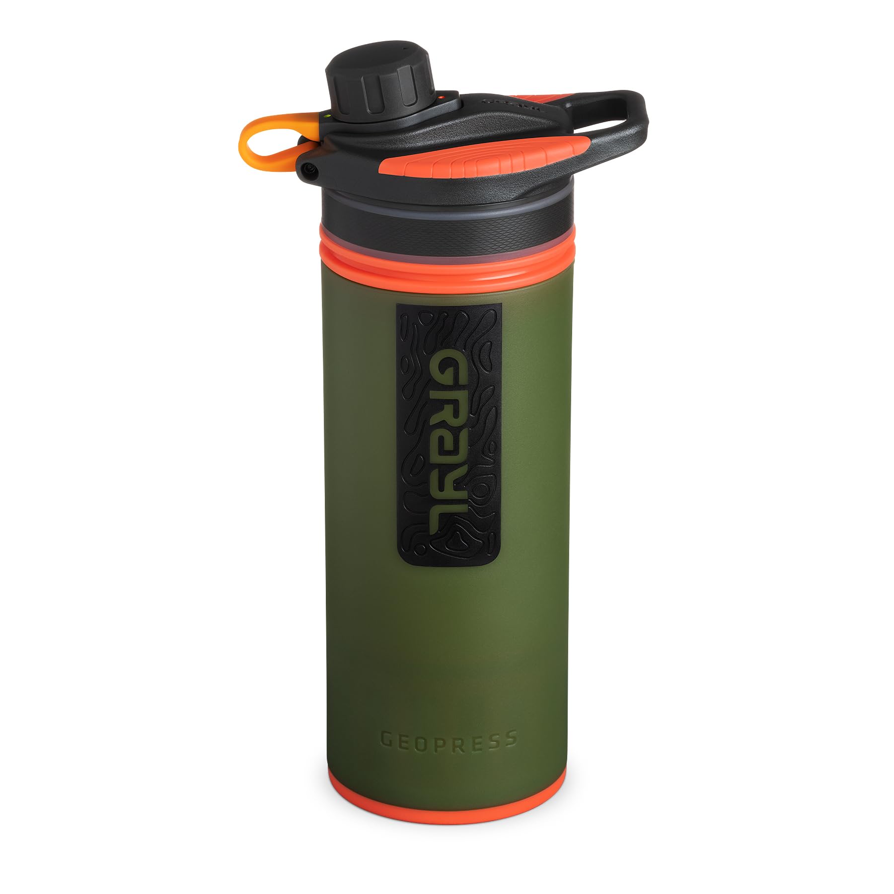 GRAYL GeoPress PREMIUM Filtr do wody na świeżym powietrzu MEGA PACK z filtrem zapasowym 500L woda pitna usuwa 99,99% bakterii i wirusów, idealny na kemping, survival i podróże - Oasis Zielony +