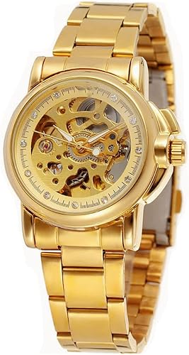 SENRUD Relojes automáticos para mujer, de acero inoxidable, con esqueleto, impermeable, reloj de pulsera automático, regalo para mujer