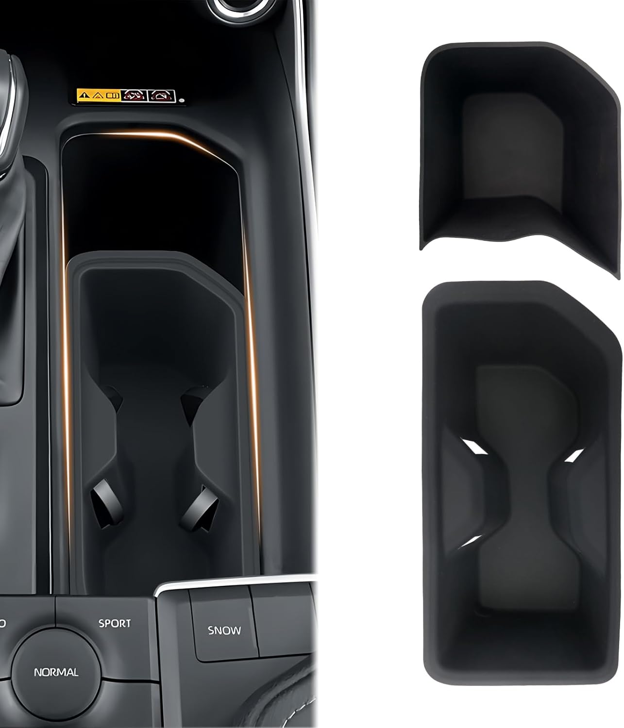 2PCS Silicone Central Console Cup Holder & Storage Mat Console Insert Organizer for 2024 2025 2026 Toyota Grand Highlander/Hybrid, Anti-Slip Waterproof Storage Accessories (Black)