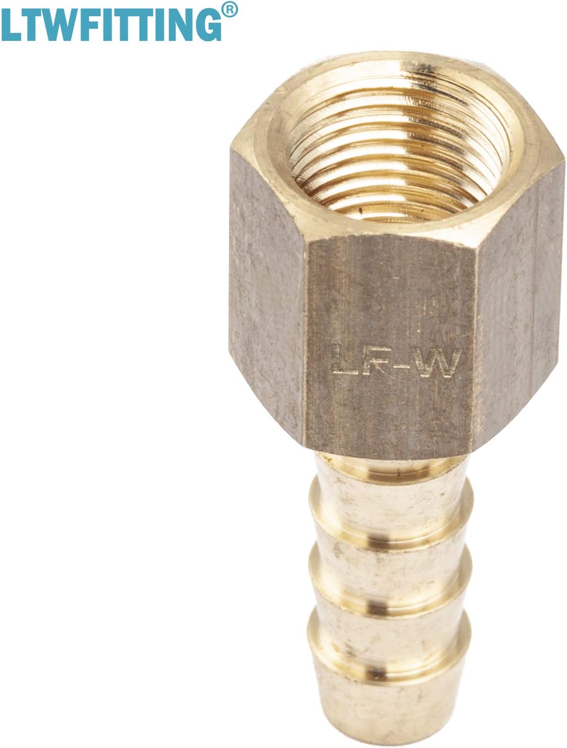 LTWFITTING No Lead Brass Fitting Coupler/Adapter 1/4" Hose Barb x 1/8" Female NPT Fuel Gas Water (Pack of 5)