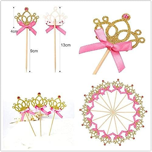 Miniatura 5 de JeVenis 40 decoraciones de princesa con purpurina para cupcakes, corona, decoración de cupcakes, decoración de cupcakes para baby shower,