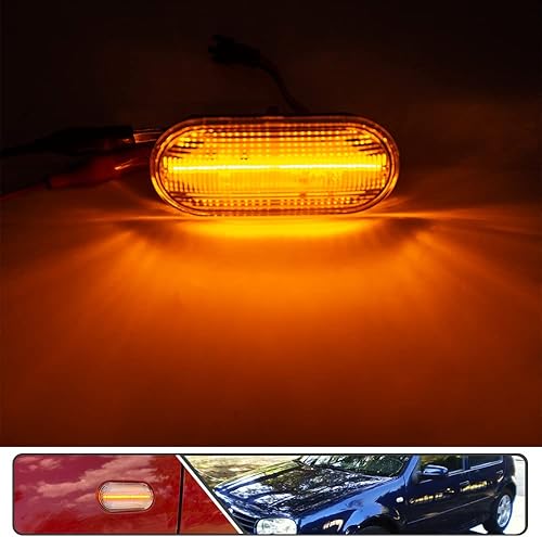 Miniatura 6 de 2 unids Full Amber Dynamic Sequential Blink LED Side Marker Light para Volkswagen Golf MK4 Jetta New Beetle Front Fender Luces de señal de giro