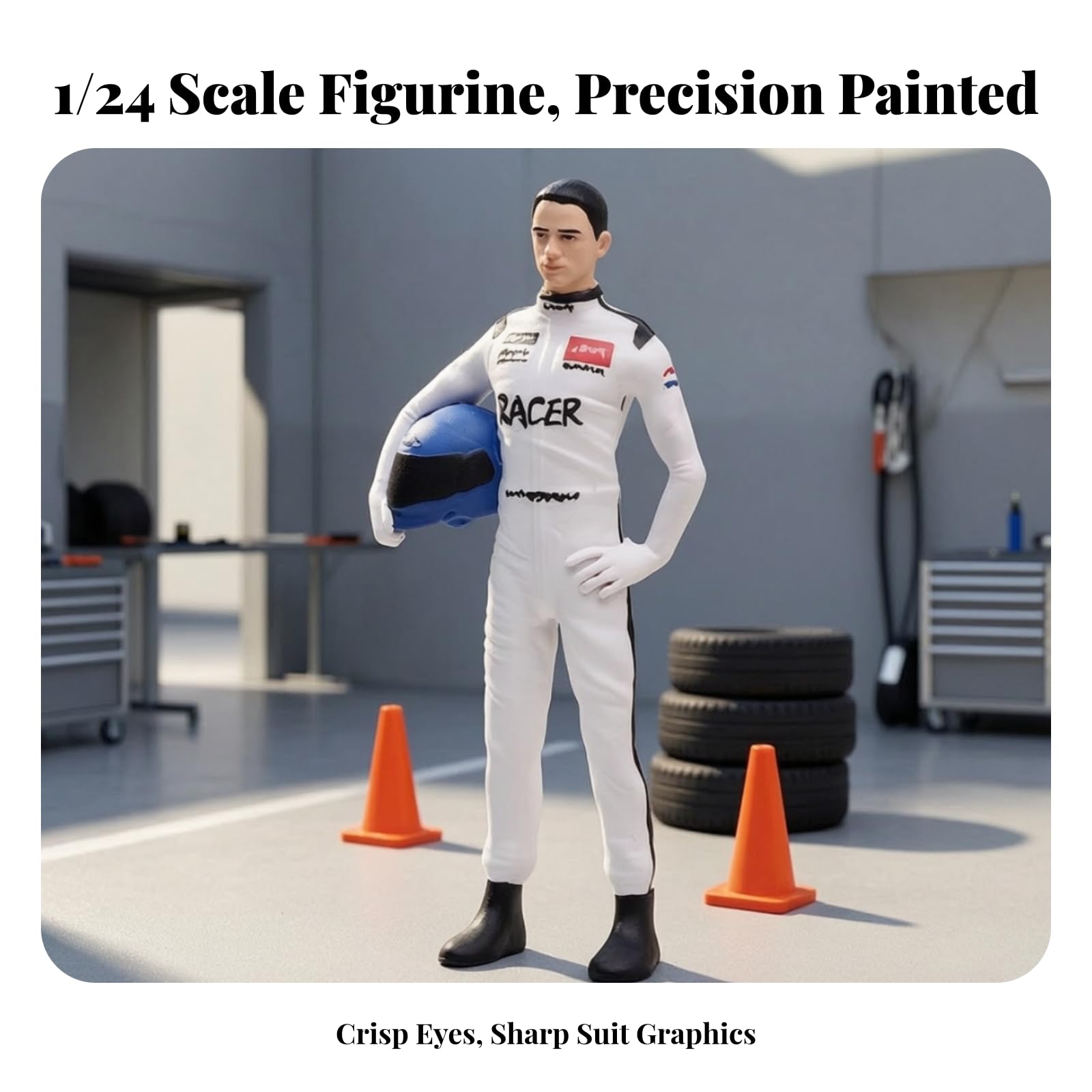 Figura Conductor Carreras Tallado | Compañero Escritorio, Compacto, Figurita, para Dioramas, Maquetas, Vitrinas, Coleccionistas