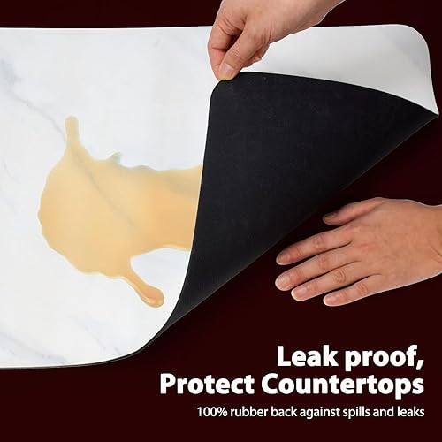 Miniatura 4 de Tapete de secado de platos para encimera de cocina, 24 x 16 pulgadas, súper absorbente, almohadilla de secado de platos con parte trasera de goma