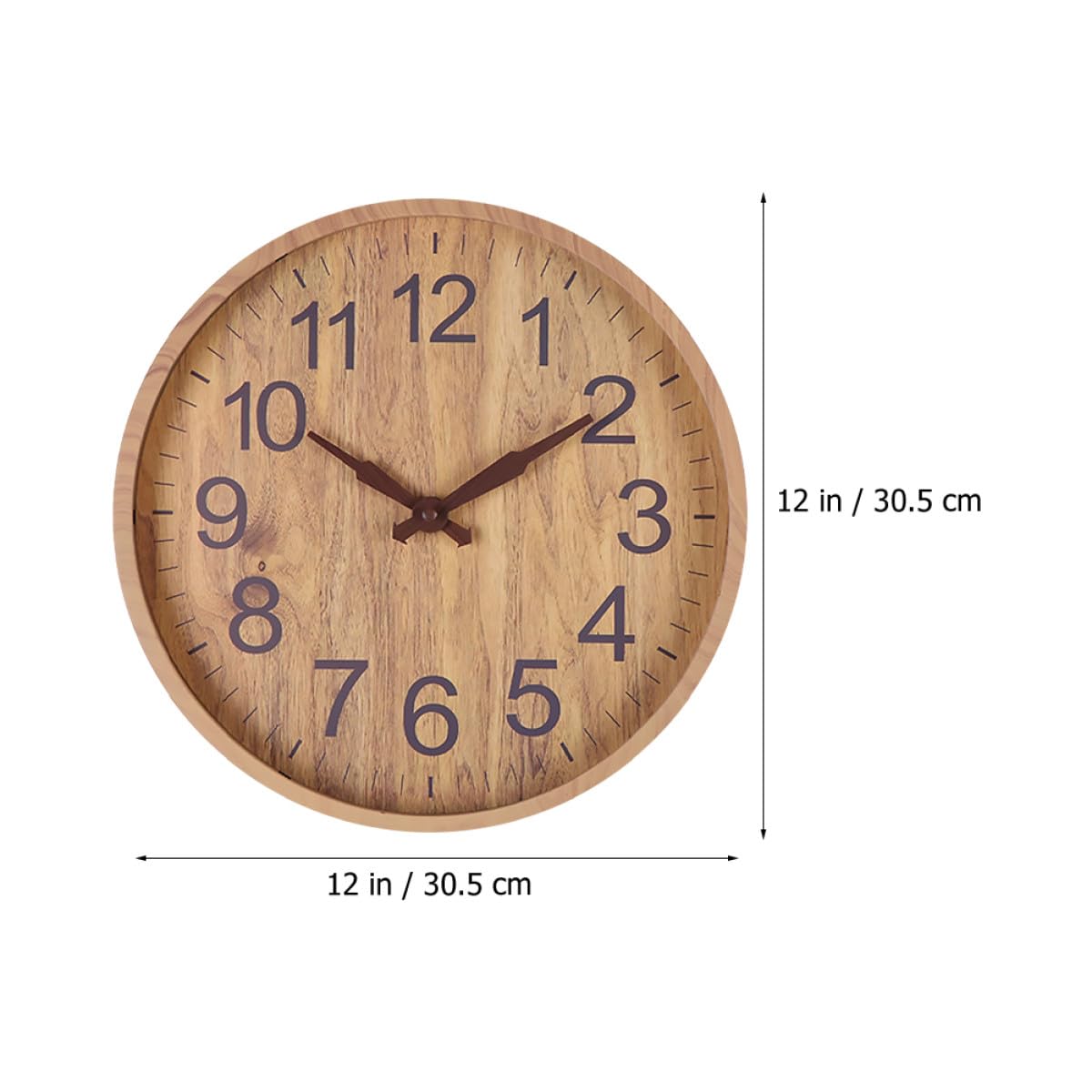 Lautlose Wanduhr mit Holzmaserung 12 Zoll für Wohnzimmer