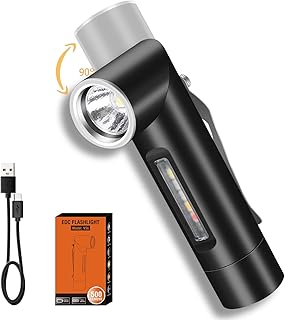NGOKPYD Led Flashlight Rechargeable, 90 Degree Mini Flashlight Tactical Waterproof IPX5, 500 Lumens High Bright EDC Pocket Flashlights with Clip Grip for Night Running, Hiking